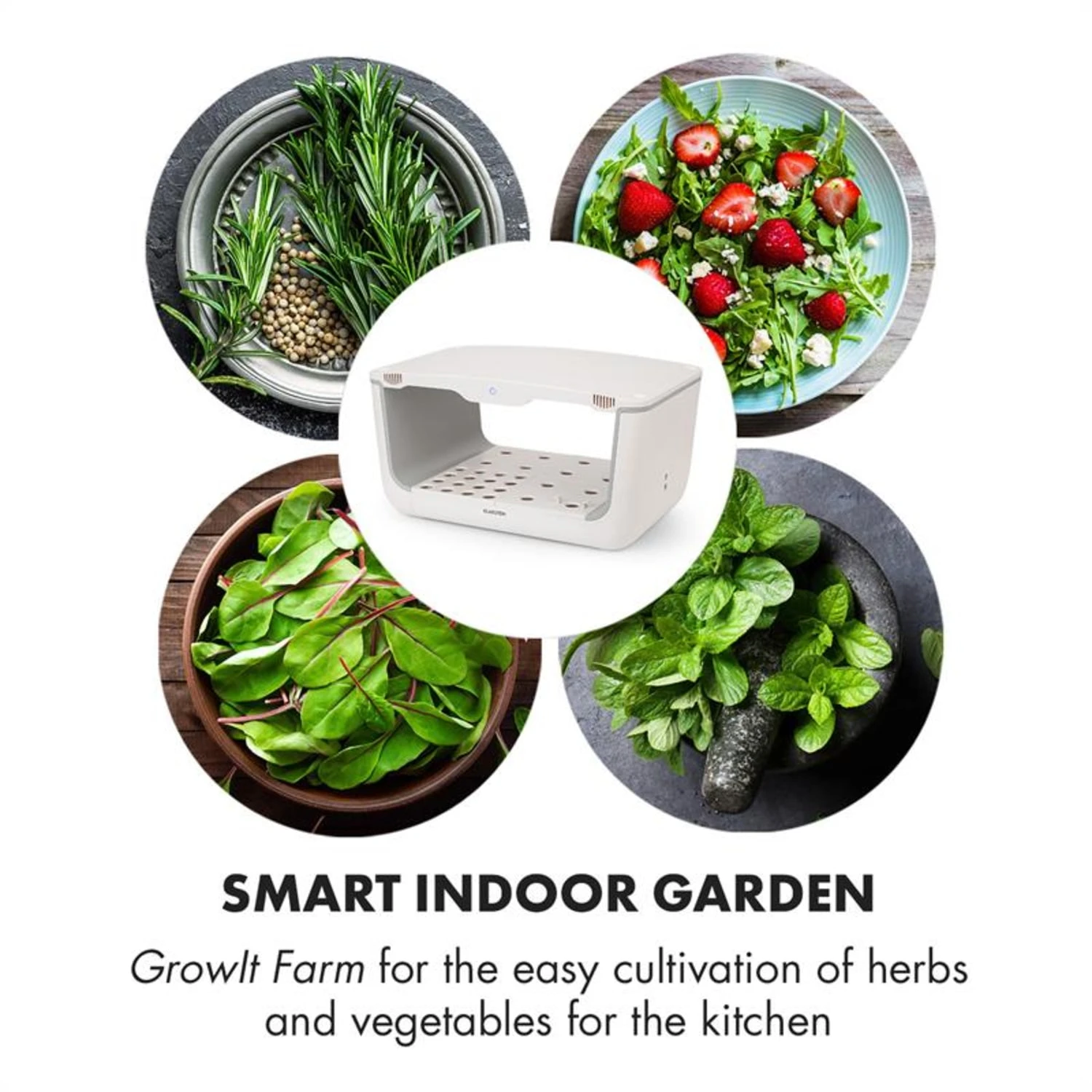 GrowIt Farm Starter Kit Salad 28 Pflanzen 48W 8 Ltr Salad-Seeds Nährlösung GrowIt Farm Starter Kit Salad 28 Pflanzen 48W 8 Ltr Salad-Seeds Nährlösung -Deutschland Klarstein Verkaufs-Shop 60002408 yy 0004 logo Klarstein GrowIt Farm Smart Indoor Garden 8 Liter