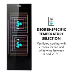Barossa 77 Duo Weinkühlschrank-Set 2 Zonen 191L/77Fl. Weinglasregal -Deutschland Klarstein Verkaufs-Shop 60002418 yy 0006 logo Klarstein Barossa 77 Duo Weinkuehlschrank schwarz