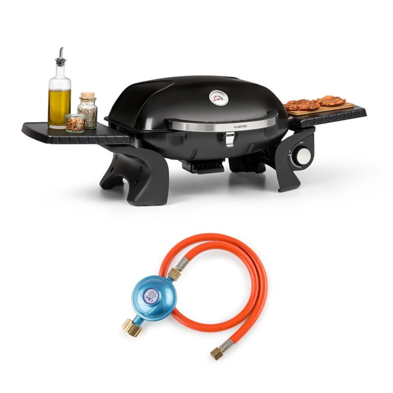 Parforce One 3,5kW 12000BTU 300°C SNJS Gasschlauch schwarz Parforce One 3,5kW 12000BTU 300°C SNJS Gasschlauch Schwarz -Deutschland Klarstein Verkaufs-Shop 60002427 yy 0001 titel Klarstein Parforce 12000BTU Zubehoer Set Black