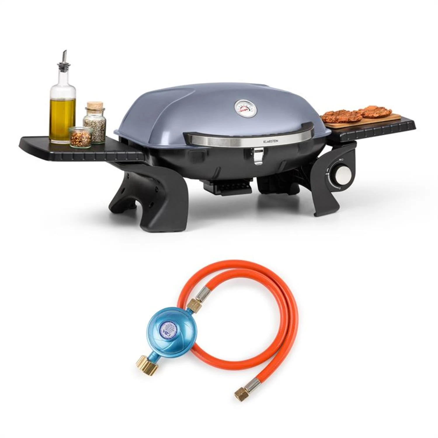 Parforce One 3,5kW 12000BTU 300°C SNJS Gasschlauch Grau -Deutschland Klarstein Verkaufs-Shop 60002428 yy 0001 titel Klarstein Parforce 12000BTU Zubehoer Set Grey