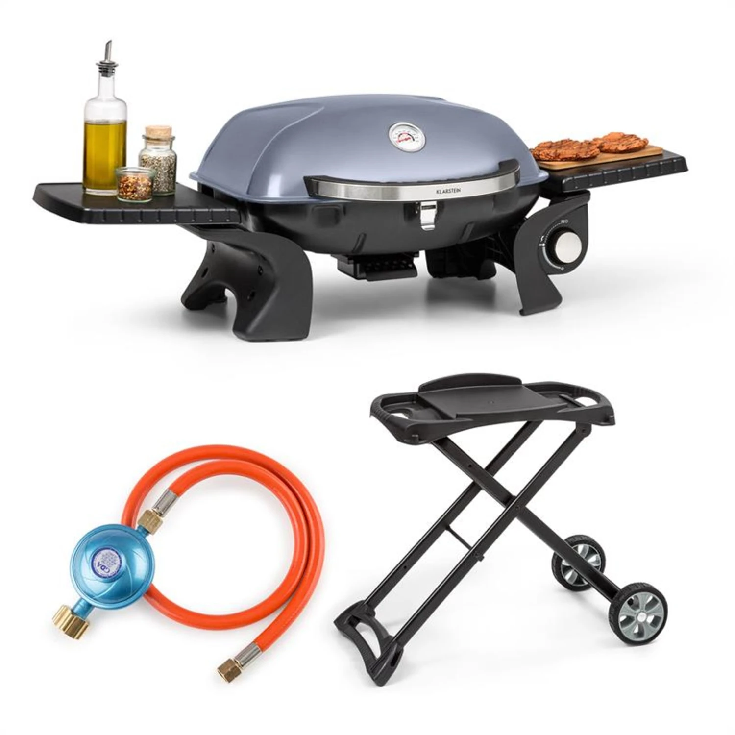 Parforce One Gasgrill 3,5kW 12000BTU SNJS Grilltisch Gasschlauch Grau -Deutschland Klarstein Verkaufs-Shop 60002432 yy 0001 titel Klarstein Parforce 12000BTU Stand Set Grey