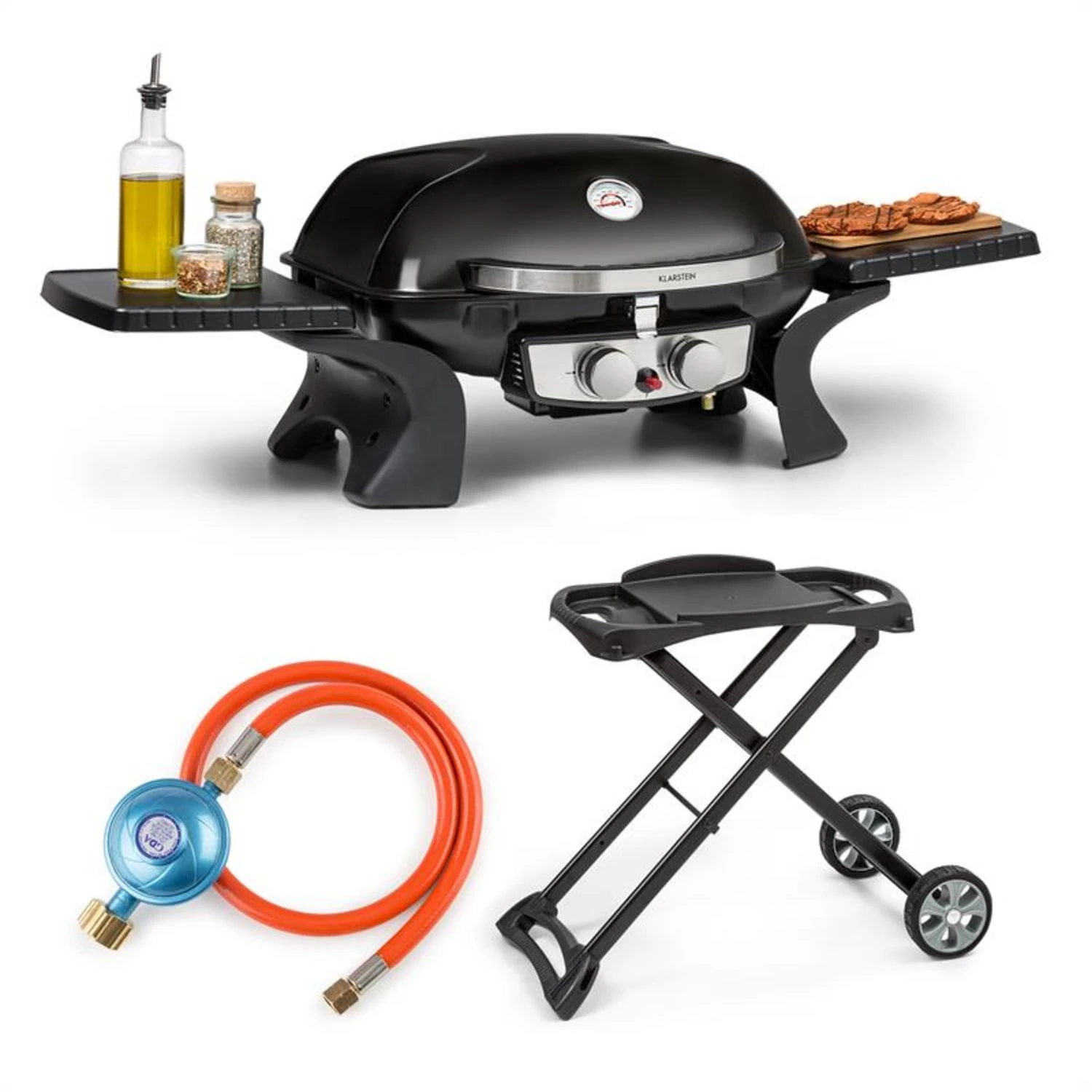 Parforce Duo Gasgrill 2 Brenner 4,4kW 15000BTU Gasschlauch schwarz Parforce Duo Gasgrill 2 Brenner 4,4kW 15000BTU Gasschlauch Schwarz -Deutschland Klarstein Verkaufs-Shop 60002433 yy 0001 titel Klarstein Parforce Duo Stand Set Black