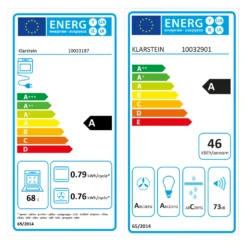 Klarstein Kalahari Limelight Einbau-Set Backofen + Abzugshaube 68Ltr 600 M³/h Schwarz Edelstahl -Deutschland Klarstein Verkaufs-Shop 60002587 energy label