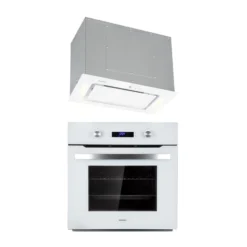 Gusteau Hektor Einbau-Set Backofen + Unterbau-Haube 2950W 64Ltr 530 M³/h Weiß Edelstahl