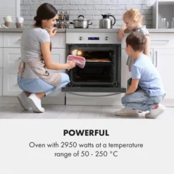 Gusteau Hektor Einbau-Set Backofen + Unterbau-Haube 2950W 64Ltr 530 M³/h Weiß Edelstahl -Deutschland Klarstein Verkaufs-Shop 60002592 yy 0003 logo Klarstein Gusteau Elektrischer Einbaubackofen weiss