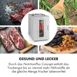 Master Jerky 16 Dörrautomat + Fleischhaken Set 1500W 40-90 °C 15h-Timer Edelstahl Silber -Deutschland Klarstein Verkaufs-Shop 60002668 de 0005 logo
